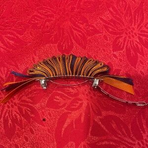 Hair Barrette Orange and Navy - Great for Auburn! 3 inches in length